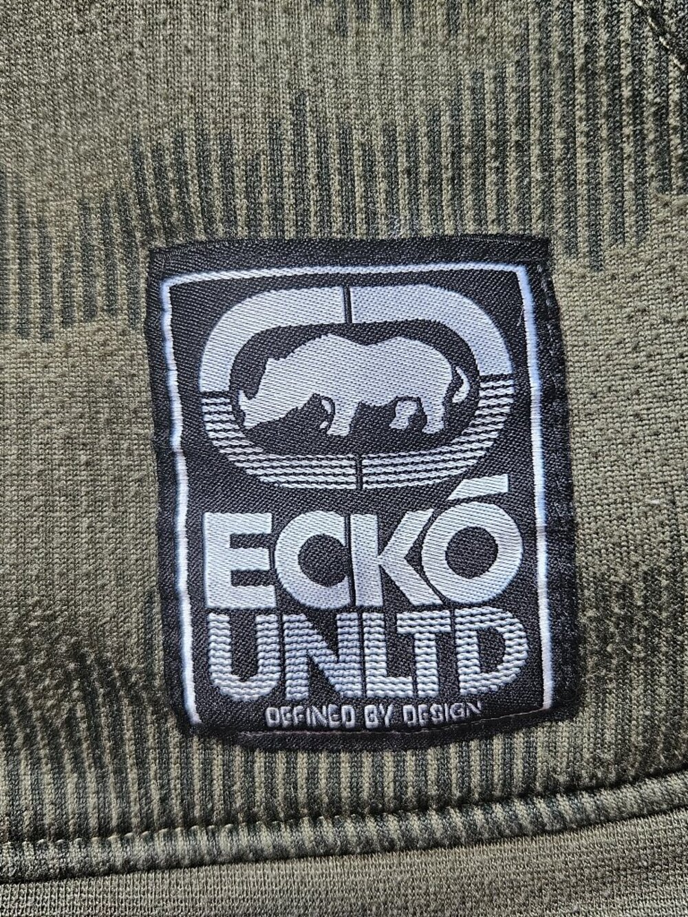 Ecko Unltd Mens XL Camo Hoodie Olive Green Pullover Sweatshirt World Renowned - Picture 7 of 9